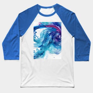 Beautiful Abstract Blue Tsunami Baseball T-Shirt
